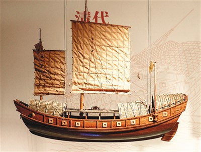 清代漕船模型。 　　中國京杭大運河博物館供圖