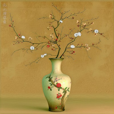 用AI繪畫工具制作的梅花“九九消寒圖”。制作：李世奇、孟揚(yáng)