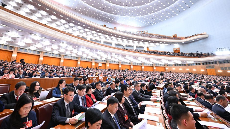 3月4日，中國人民政治協(xié)商會議第十四屆全國委員會第二次會議在北京人民大會堂開幕。新華社記者 謝環(huán)馳 攝