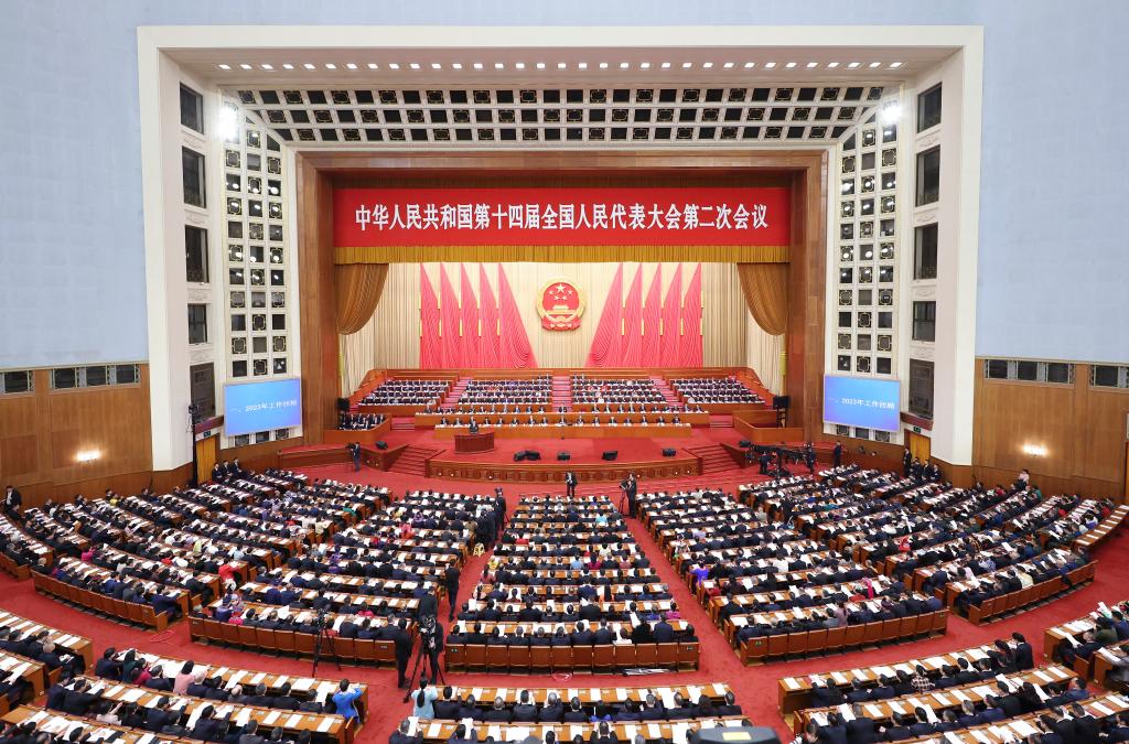 3月5日，第十四屆全國人民代表大會第二次會議在北京人民大會堂開幕。新華社記者 丁海濤 攝