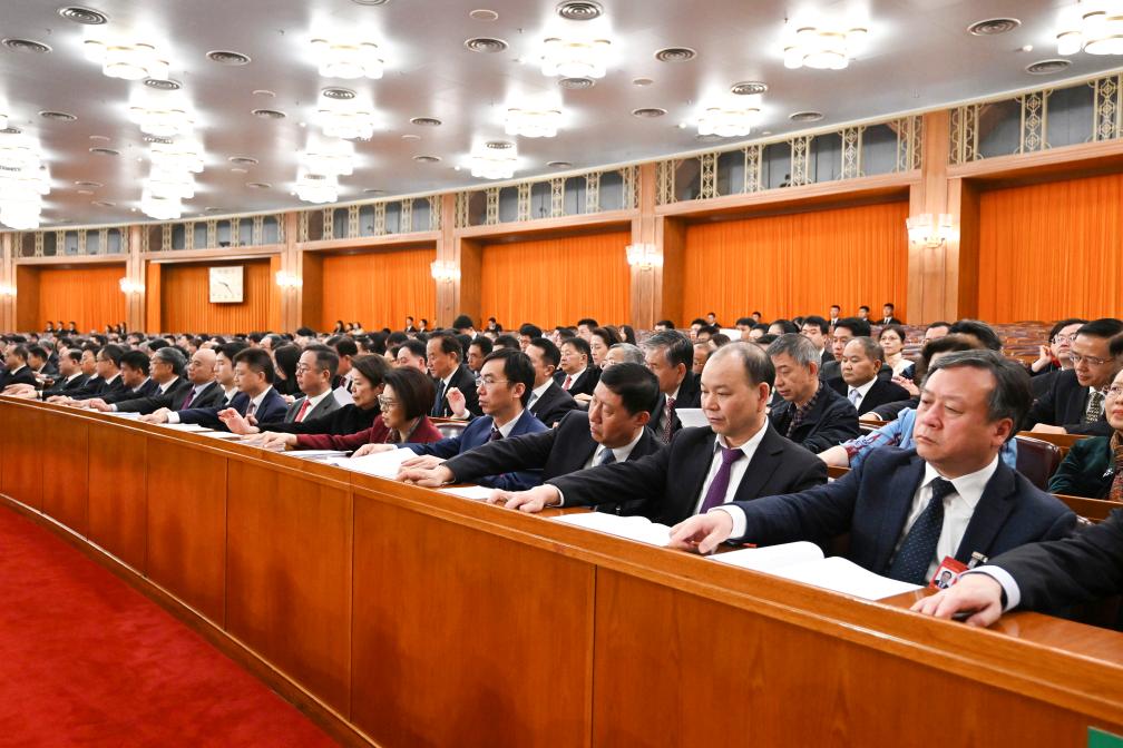 3月10日，中國人民政治協(xié)商會議第十四屆全國委員會第二次會議在北京人民大會堂舉行閉幕會。新華社記者 謝環(huán)馳 攝
