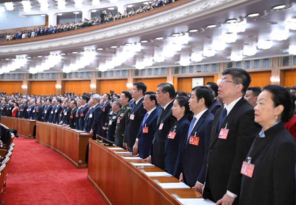 3月10日，中國人民政治協(xié)商會議第十四屆全國委員會第二次會議在北京人民大會堂舉行閉幕會。新華社記者 李學仁 攝