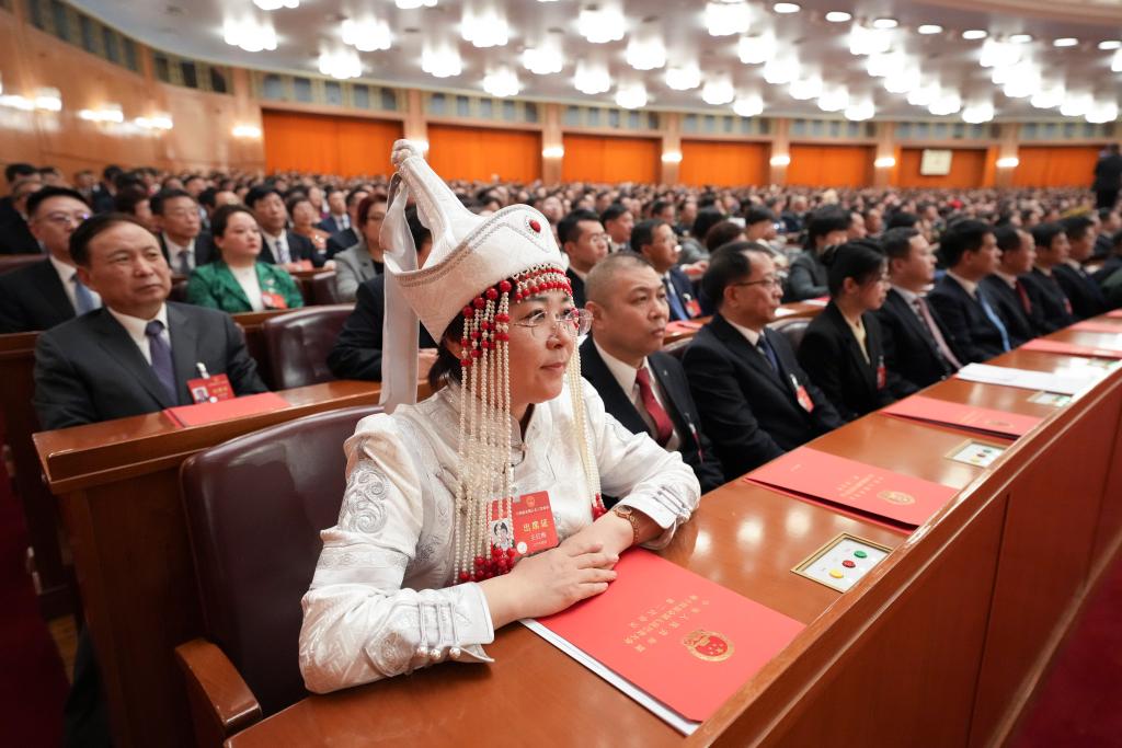 3月11日，第十四屆全國人民代表大會第二次會議在北京人民大會堂舉行閉幕會。新華社記者 王毓國 攝