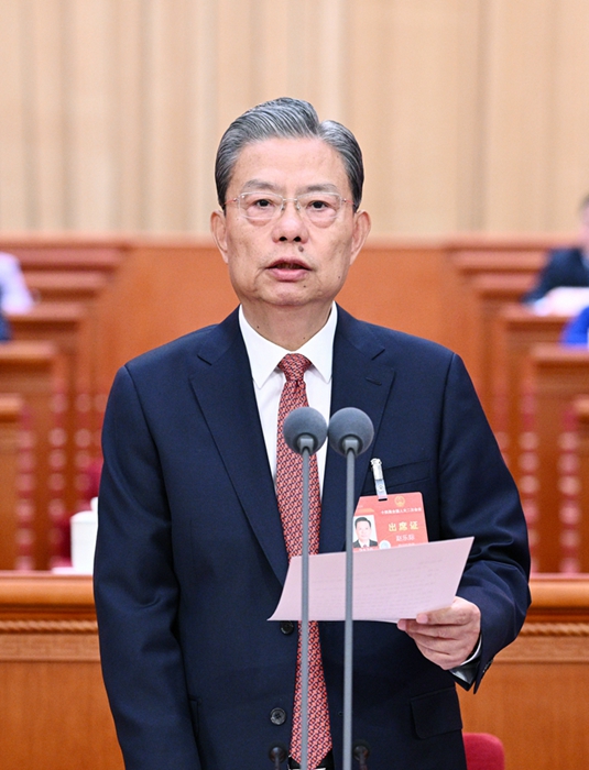 3月11日，第十四屆全國人民代表大會第二次會議在北京人民大會堂舉行閉幕會。趙樂際主持閉幕會并講話。新華社記者 李學(xué)仁 攝