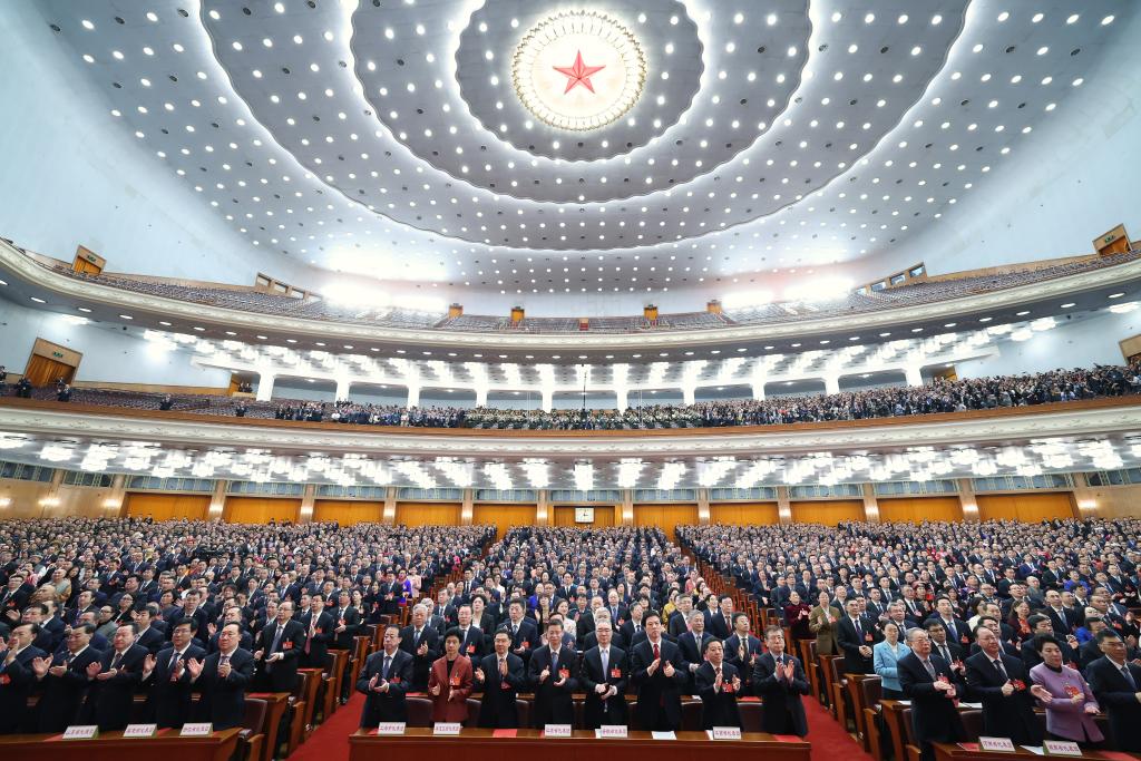 3月11日，第十四屆全國人民代表大會第二次會議在北京人民大會堂舉行閉幕會。新華社記者 黃敬文 攝