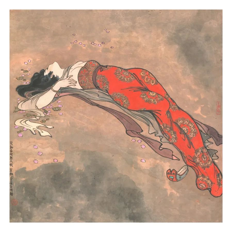 戴敦邦作品 《長恨歌》花鈿委地無人收，翠翹金雀玉搔頭。受訪者提供