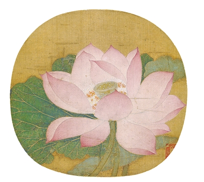 中國畫《出水芙蓉圖》，作者為南宋吳炳（傳）。  故宮博物院藏