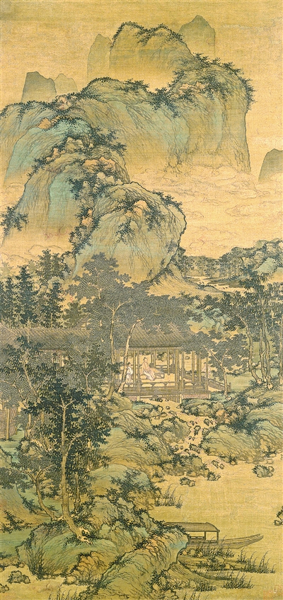 中國畫《山居納涼圖》，作者為元代盛懋。  美國納爾遜—阿特金斯藝術(shù)博物館藏