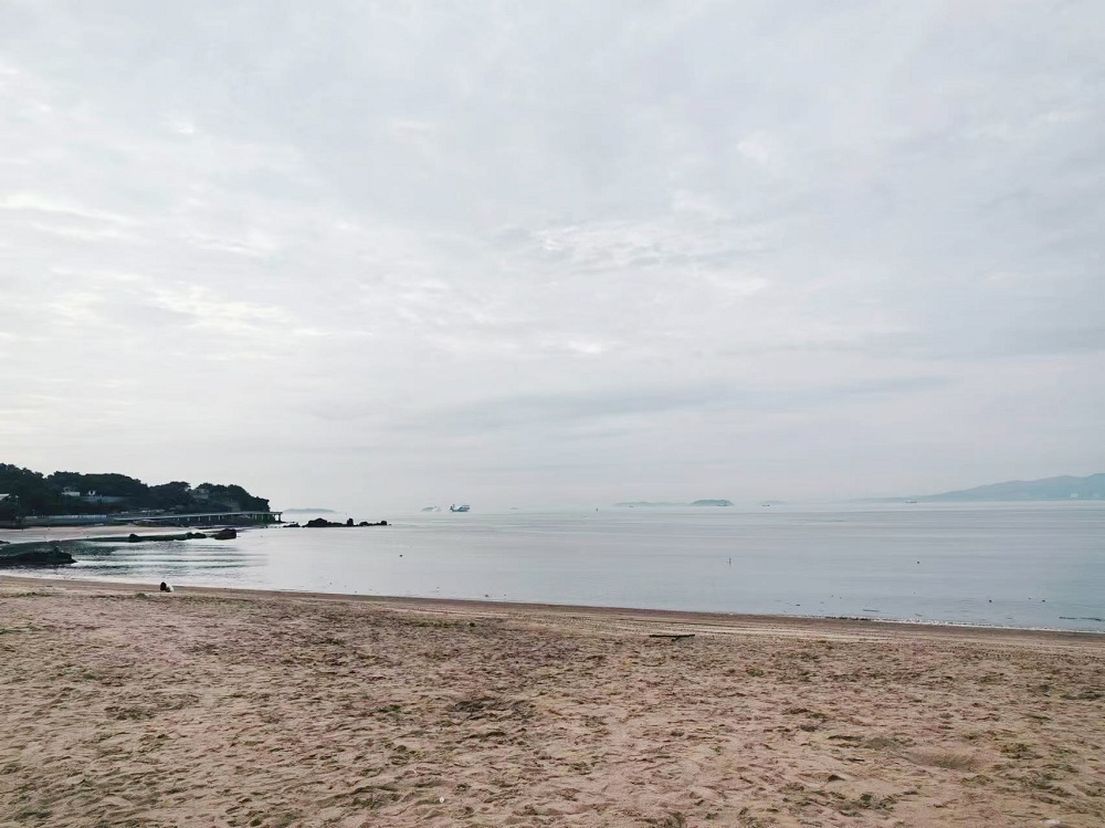 子塵喜歡在海邊走一走，這片海灘離他家很近，十分鐘左右就能
