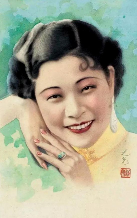 張信哲收藏的月份牌原作，謝之光以演員胡蝶為模特而創(chuàng)作的美女肖像